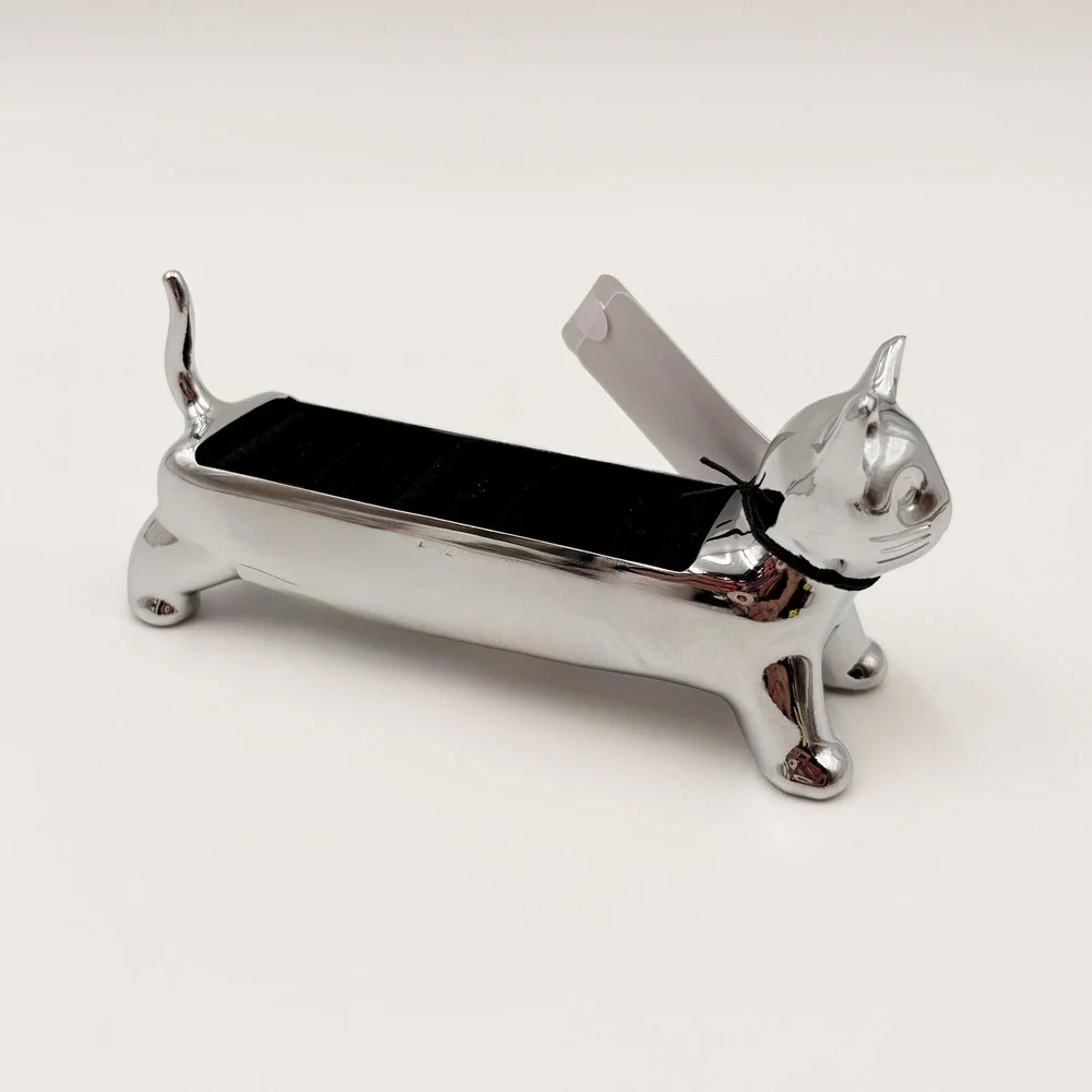 Umbra Ali Cat Silver Chrome Ring Holder Jewelry Tray Seymer Cruz Design NWT